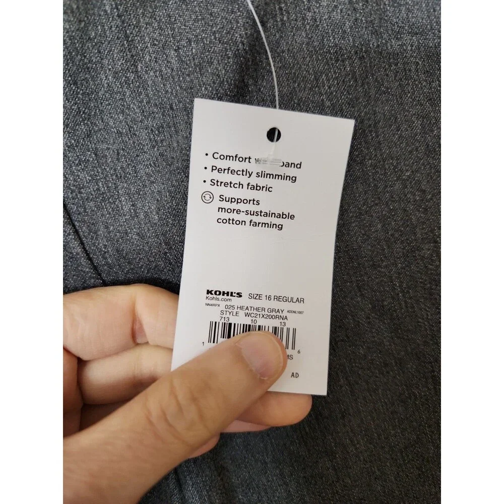 Croft Barrow Effortless Stretch Bootcut Pants Women 16 Gray Slimming Pull On NEW